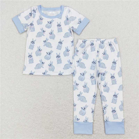 5.27 RTS NO MOQ Baby Boys Summer Sets BSPO0237 Easter Bunny Short Sleeve Tee Pants Pajamas Clothes Sets