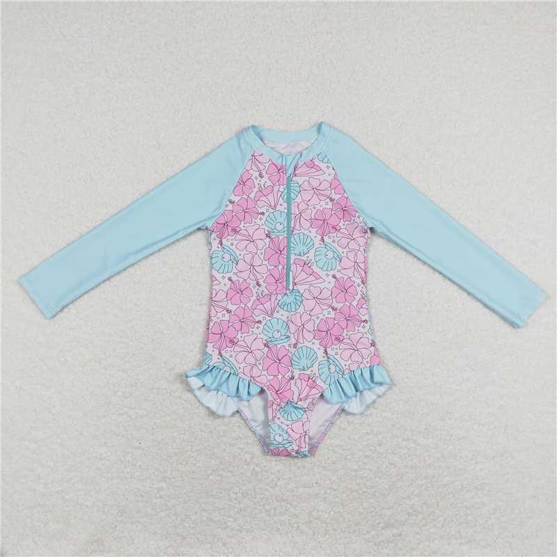 S0182 Baby Girls Long Sleeve One-piece swimsuits