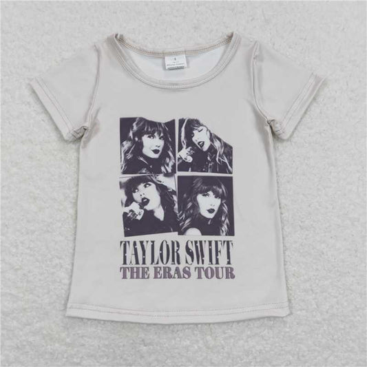 5.20 RTS NO MOQ Summer Baby Girls Short Sleeve GT0435 Singer Black Short Sleeve Tee Shirts Tops