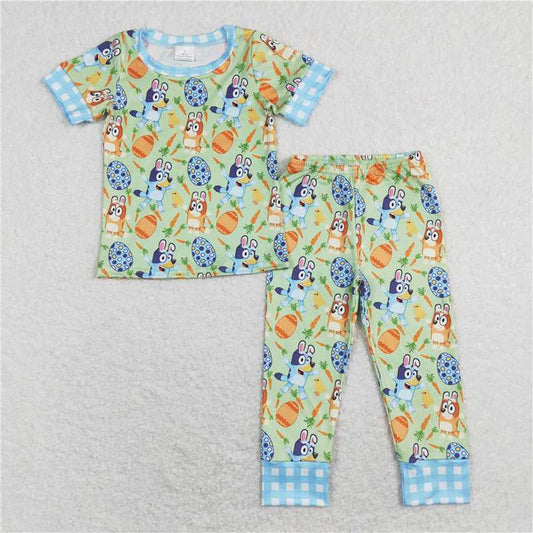 5.27 RTS NO MOQ Baby Boys Summer Sets BSPO0273 Easter Dog Top Pants Pajamas Outfits Clothes Sets