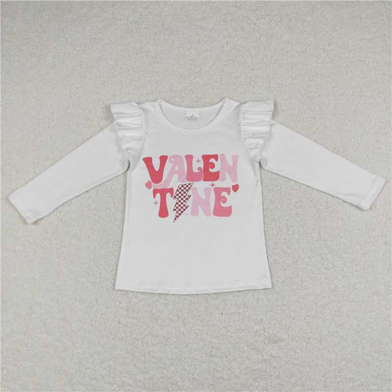 5.22 RTS NO MOQ Baby Girls Long Sleeve GT0440 White Valentine Long Sleeve Tee Shirts Tops
