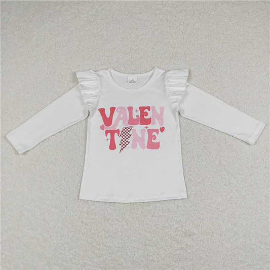 5.22 RTS NO MOQ Baby Girls Long Sleeve GT0440 White Valentine Long Sleeve Tee Shirts Tops