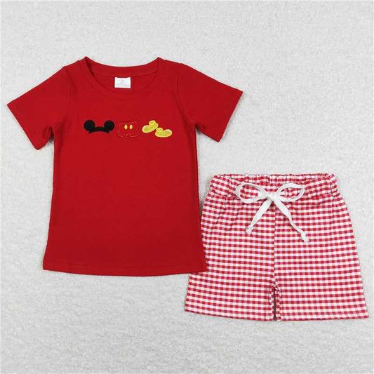 RTS NO MOQ Baby Boys kids Summer Sets BSSO0416 Red Shoes Short Sleeve Tee Shirts Shorts Outfits Clothes Sets