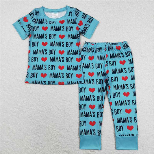 5.27 RTS NO MOQ Baby Boys Summer Sets BSPO0168 BSPO0168 Mama's Boy Shirt Pants Pajamas Clothing Sets