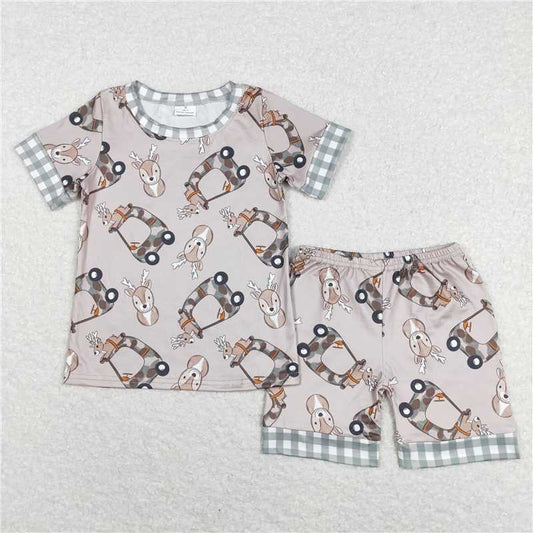 RTS NO MOQ Baby Boys kids Summer Sets BSSO0349 Camo Deer Truck Tops Shorts Pajamas Outfits Clothes Sets