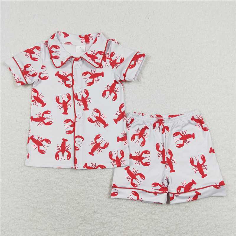 RTS NO MOQ Baby Boys kids Summer Sets BSSO0390 Crawfish Top Shorts Pajamas Outfits Clothes Sets