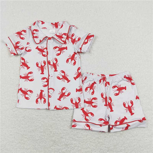 RTS NO MOQ Baby Boys kids Summer Sets BSSO0390 Crawfish Top Shorts Pajamas Outfits Clothes Sets