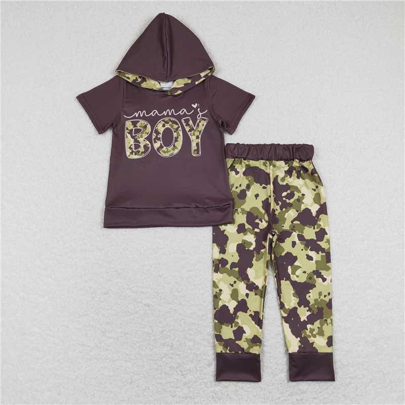 5.27 RTS NO MOQ Baby Boys Summer Sets BSPO0274 Camo Hooded Top Pants Outfits Clothes Sets