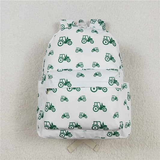 RTS NO MOQ Baby Kids Backpacks BA0222 Green Tractor Farm Zip Back Bags