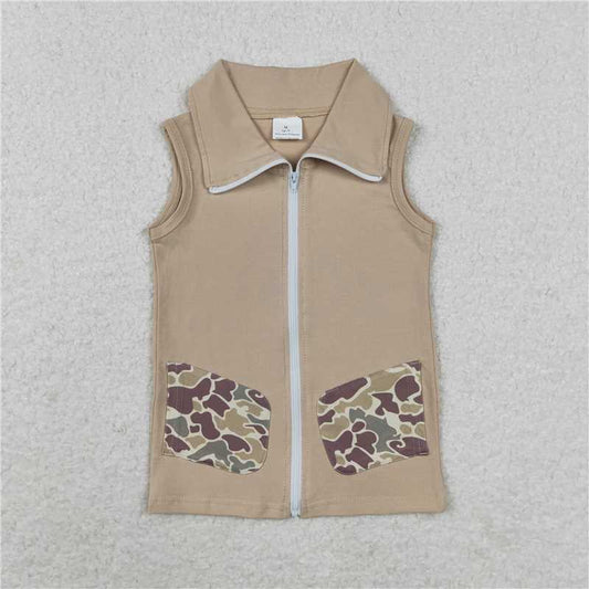 RTS NO MOQ Summer Baby Boys Shirt BT0741 Deer Sleeveless Camo Zip Vest Jackets Tops