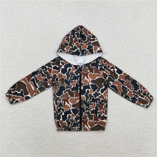 GT0635 Baby Girls Camo Hooded Long Sleeve Zip Jackets Tops