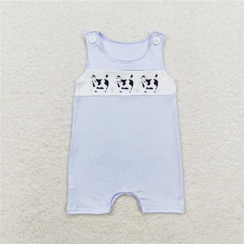 RTS NO MOQ Baby Boys Summer Bodysuit SR1695 Cows Farms Sleeveless Rompers