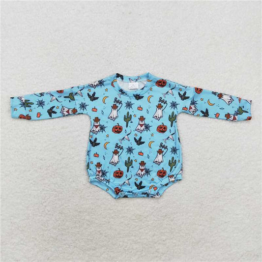 6.4 RTS NO MOQ Baby Boys Bodysuit LR1449 Halloween Western Cactus Long Sleeve Rompers