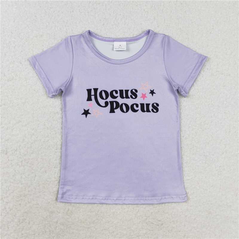 RTS NO MOQ Summer Baby Girls Short Sleeve GT0667 Short Sleeves Lavender Stars Tee Shirts Tops