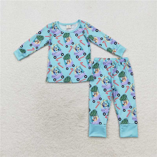 6.26 RTS NO MOQ Baby Boys Sets BLP0694 Christmas Dogs Top Pants Bamboo Pajamas Clothes Sets