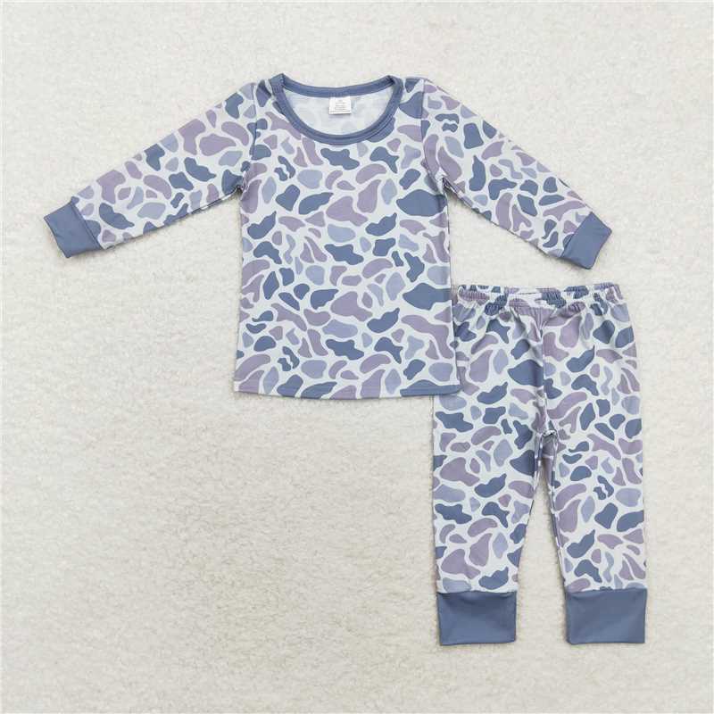 6.26 RTS NO MOQ Baby Boys Sets BLP0709 Fall Grey Camo Top Pants Pajamas Clothes Sets