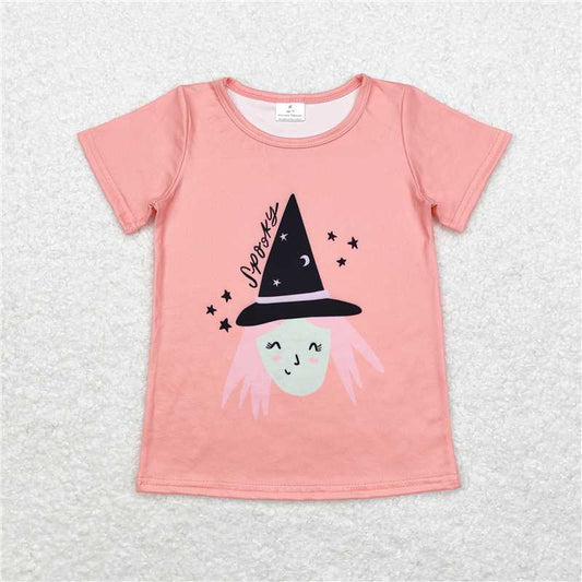 RTS NO MOQ Summer Baby Girls Short Sleeve GT0697 Halloween Witches Short Sleeve Tee Shirts Tops