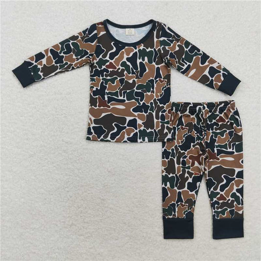 6.26 RTS NO MOQ Baby Boys Sets BLP0708 Fall Brown Camo Bamboo Pajamas Clothes Sets