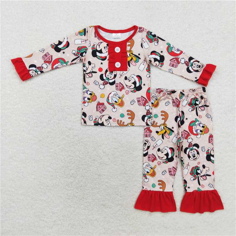 GLP1479 Baby Girls Christmas Cartoon Mouse Pajama Set