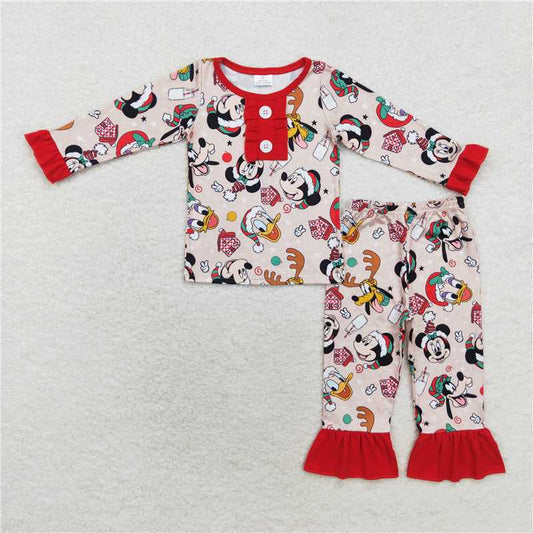 GLP1479 Baby Girls Christmas Cartoon Mouse Pajama Set