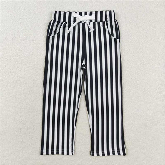 RTS NO MOQ Baby Girls Long Pants P0588 Black Stripes Bottom Pants