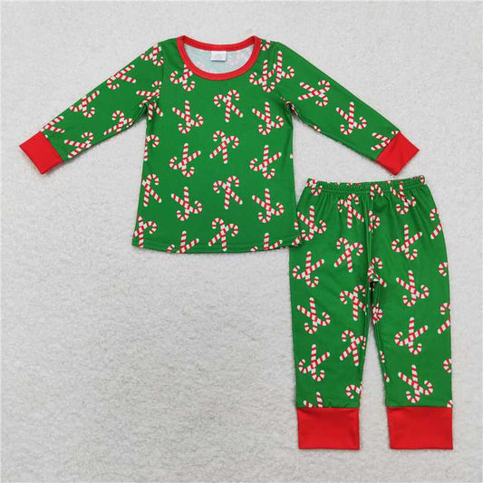 6.26 RTS NO MOQ Baby Boys Sets BLP0599 Christmas Candy Cane Bamboo Pajamas Clothes Sets