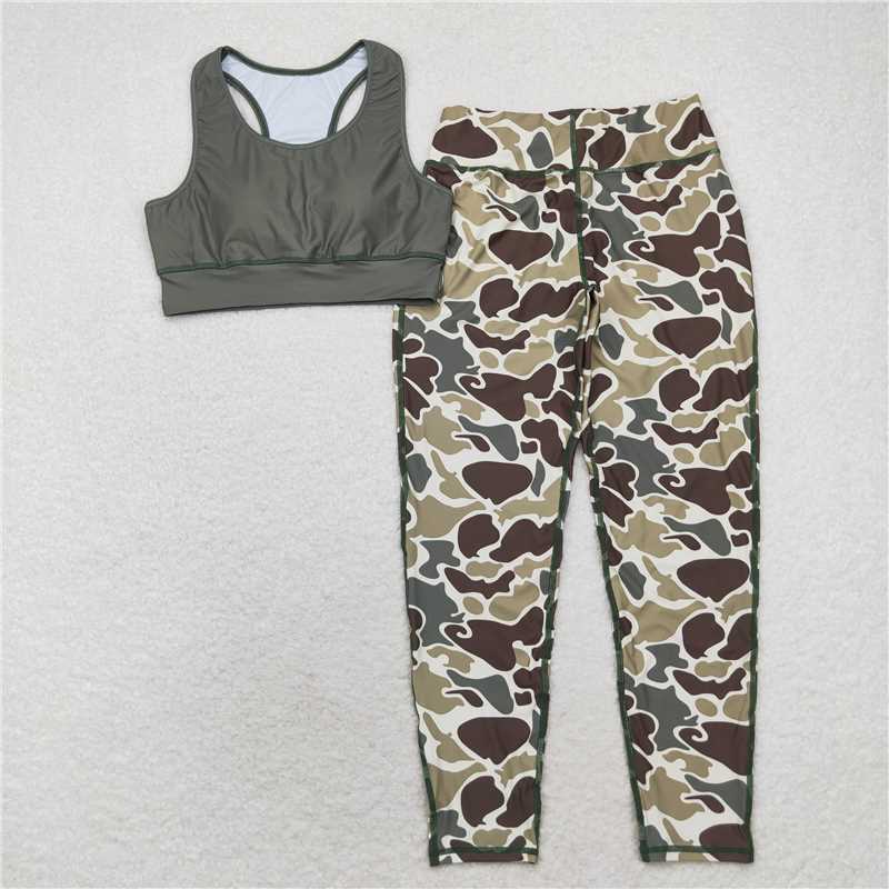7.4 RTS NO MOQ Adult Women Summer Sets GSPO1665 Sleeveless Top Camo Pants Sets