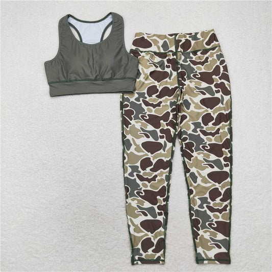 7.4 RTS NO MOQ Adult Women Summer Sets GSPO1665 Sleeveless Top Camo Pants Sets