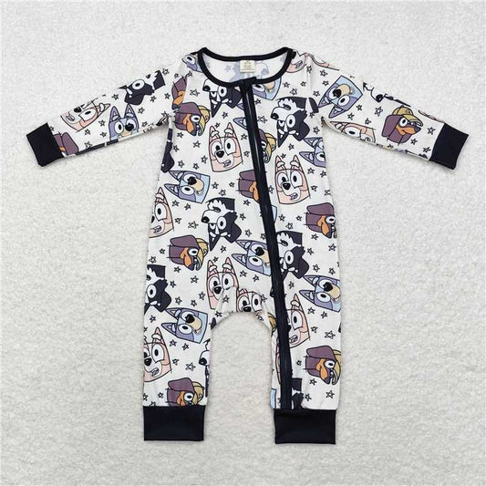 6.4 RTS NO MOQ Baby Boys Bodysuit LR1173 Halloween Dogs Zip Bamboo Rompers