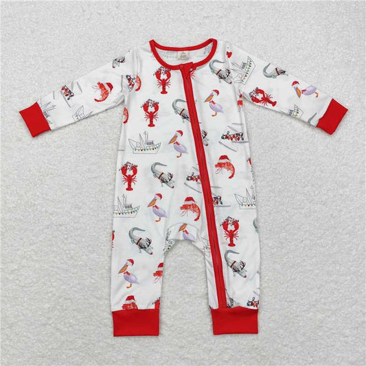 6.4 RTS NO MOQ Baby Boys Bodysuit LR1399 Christmas Bamboo Crawfish Boots Crocodile Rompers