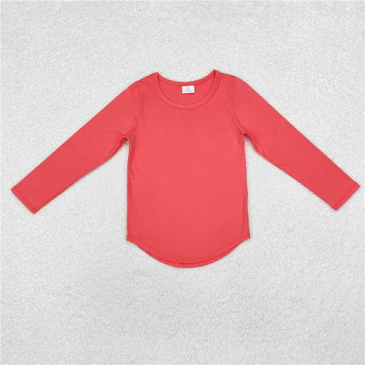 RTS NO MOQ Baby Girls Long Sleeve GT0643 Watermelon Red Yoga Tee Shirts Tops