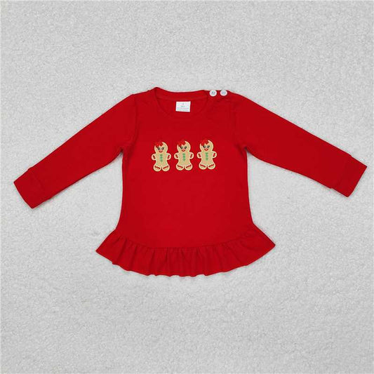 RTS NO MOQ Baby Girls Long sleeve GT0702 Christmas Long Sleeve Tee Ruffle Shirts Tops