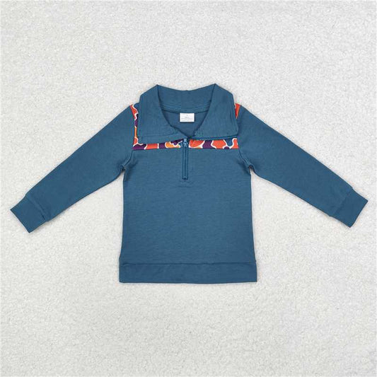 RTS NO MOQ Baby Boys Long Sleeve BT0798 Blue Navy Camo Zip Pullovers Tops
