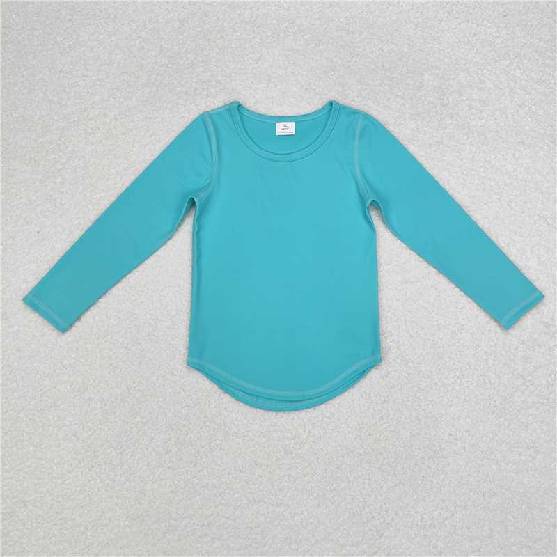 RTS NO MOQ Baby Girls Long Sleeve GT0644 Green Yoga Active Tee Shirts Tops