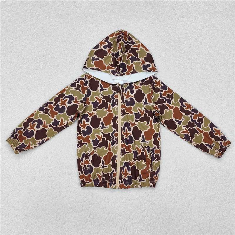 BT0762 Baby Boys Camo Hunting Hooded Long Sleeve Zip Jackets Tops