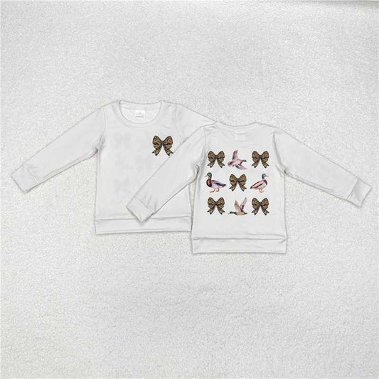 RTS NO MOQ Baby Girls Long Sleeve GT0759 Bows Ducks Camo Hunting Tops