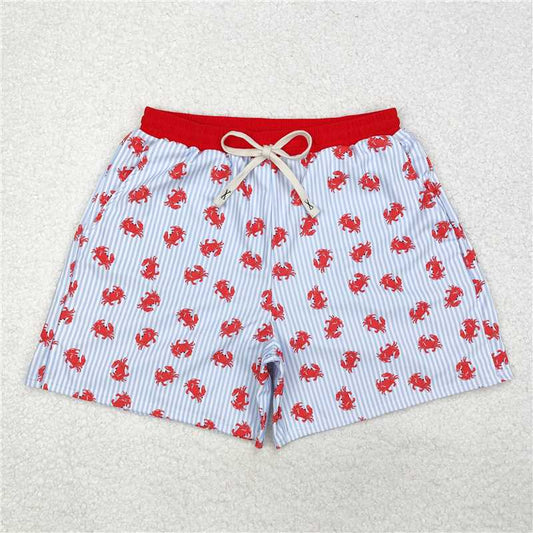RTS NO MOQ Adult Man Summer Pants S0464 Stripe Crabs Family Bottom Trunk Shorts Swimwear