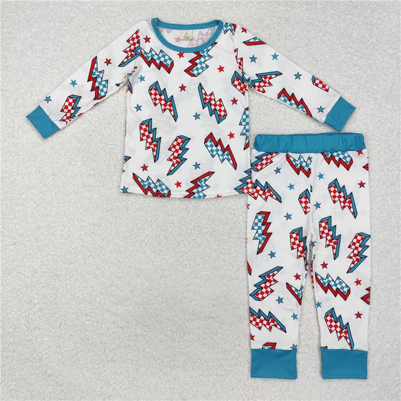 RTS NO MOQ Baby Boys Sets BLP0991 Christmas Long Sleeve Light Bamboo Pajamas Clothes Sets