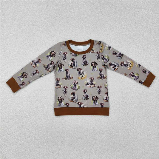 RTS NO MOQ Baby Boys Long Sleeve BT1059 Dog Hunting Field Tee Shirts Tops