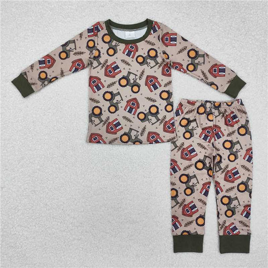 RTS NO MOQ Baby Boys Sets BLP0803 House Farm Tractors Top Pants Pajamas Outfits Sets