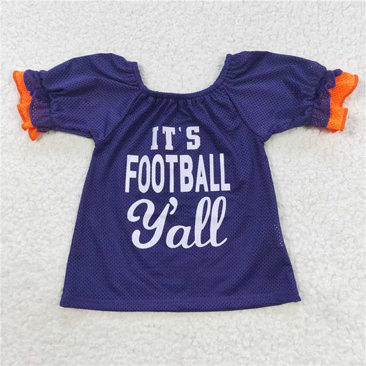 6.5 RTS NO MOQ Summer Baby Girls Short Sleeve GT0275 Team Sports Purple Football Shirts Tops