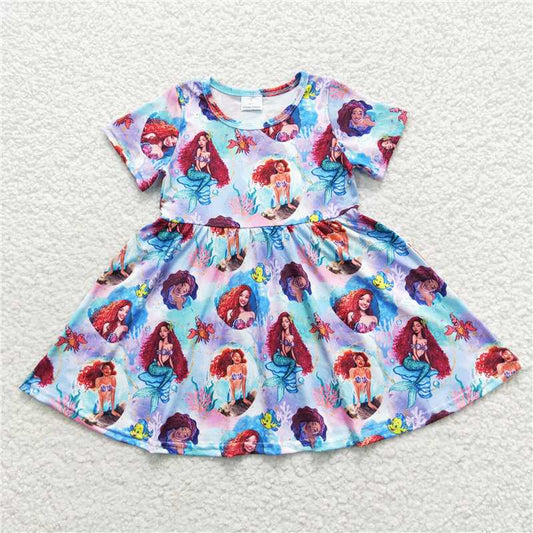 8.2 RTS NO MOQ Summer Baby Girls Dresses GSD0479 Black Mermaid Short Sleeve Dresses