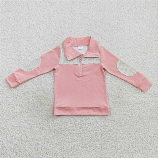 7.10 RTS NO MOQ Baby Boys Long Sleeve BT0288 Pink Long Sleeve Elbow Pullover Tee Shirt Tops