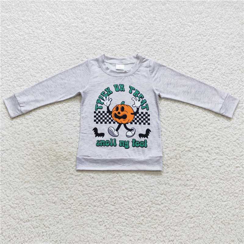 BT0320 Baby Girls Trick Treat Halloween Long Sleeve Tee Shirt Tops