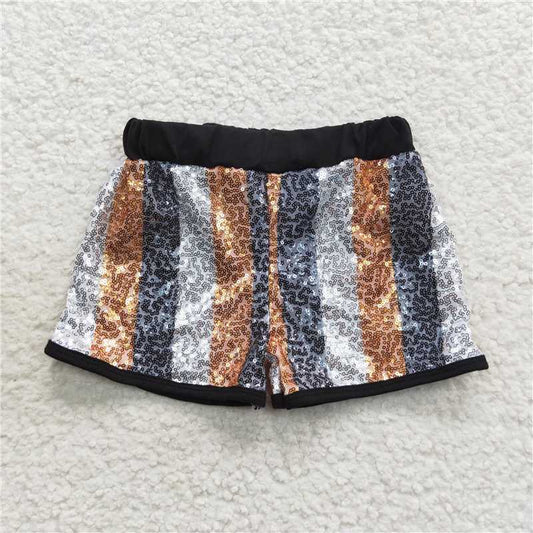 RTS NO MOQ Baby Boys Summer pants SS0117 Black Gold Silver Stripe Sequin Shorts