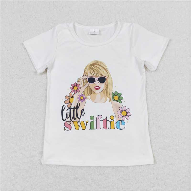 RTS NO MOQ Summer Baby Girls Short Sleeve GT0491 Pop Singer White Short Sleeve Tee Shirts Tops