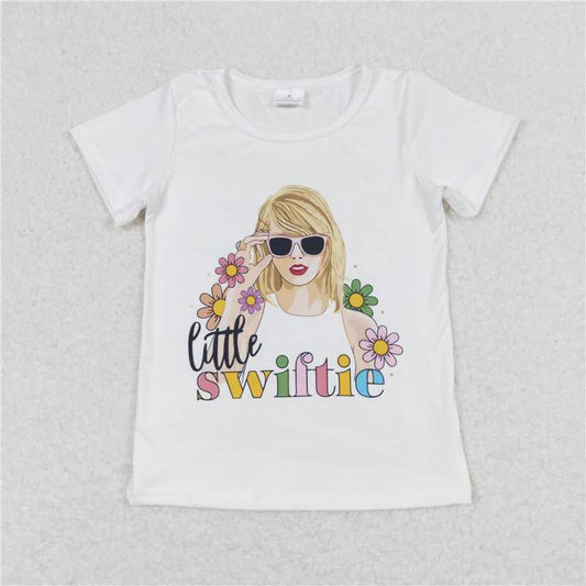 RTS NO MOQ Summer Baby Girls Short Sleeve GT0491 Pop Singer White Short Sleeve Tee Shirts Tops