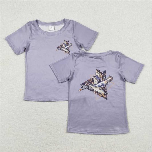 5.21  RTS NO MOQ Summer Baby Boys Shirt BT0599 Grey Duck Camo Hunting Short Sleeve Tee Shirt Tops