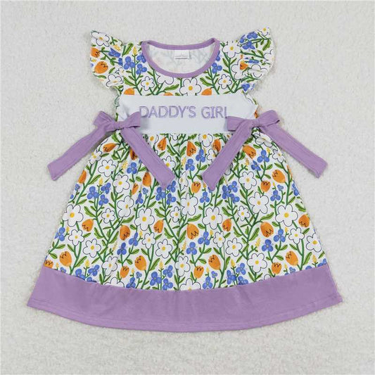 7.31 RTS NO MOQ Summer Baby Girls Dresses GSD0753 Flutter Sleeve Bows Knee Length Dresses
