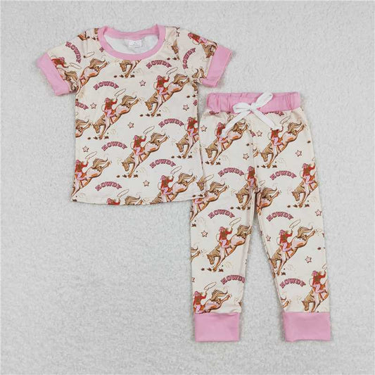 7.2 RTS NO MOQ Baby Girls Summer Kids Sets GSPO1488 Rodeo Horse Shirt Pants Pajamas Clothes Sets